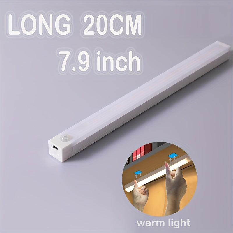 Rechargeable Motion Sensor LED Light Strip with Human Body Detection, Magnetic Adhesive & USB-Powered Smart Lighting - Cordless Floor/ Ceiling/ Wall Light for Kitchen, Wardrobe, Stairs, Hallway - Energy-Efficient LED Tube Lig