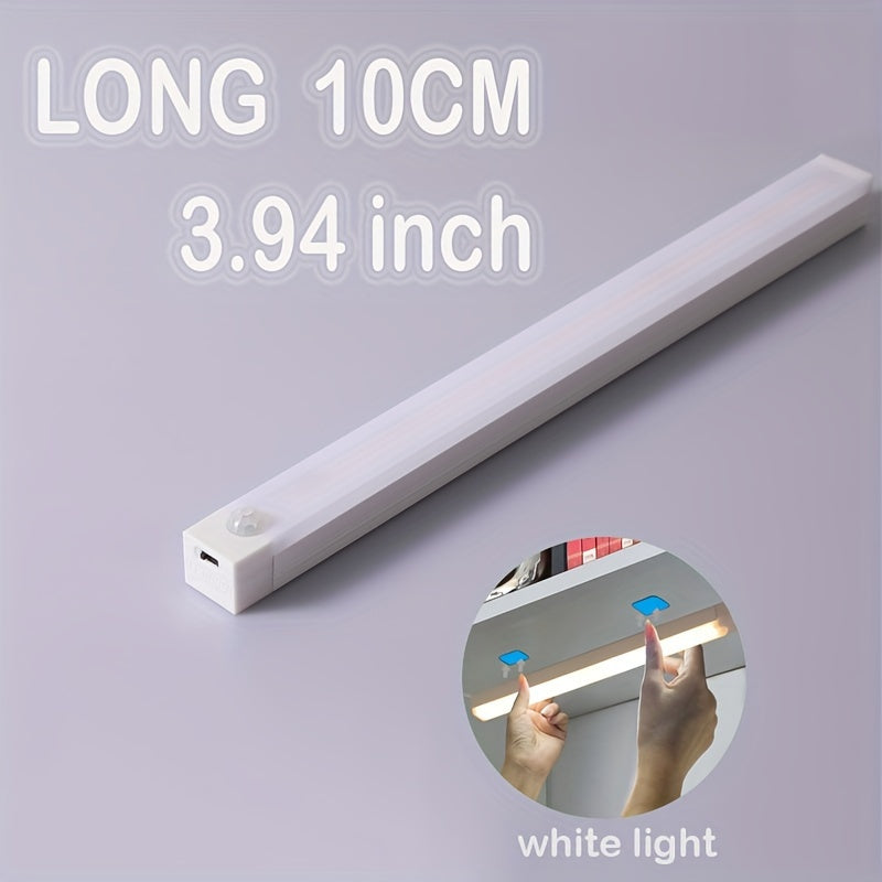 Rechargeable Motion Sensor LED Light Strip with Human Body Detection, Magnetic Adhesive & USB-Powered Smart Lighting - Cordless Floor/ Ceiling/ Wall Light for Kitchen, Wardrobe, Stairs, Hallway - Energy-Efficient LED Tube Lig