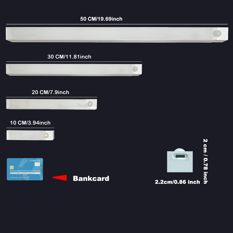 Rechargeable Motion Sensor LED Light Strip with Human Body Detection, Magnetic Adhesive & USB-Powered Smart Lighting - Cordless Floor/ Ceiling/ Wall Light for Kitchen, Wardrobe, Stairs, Hallway - Energy-Efficient LED Tube Lig