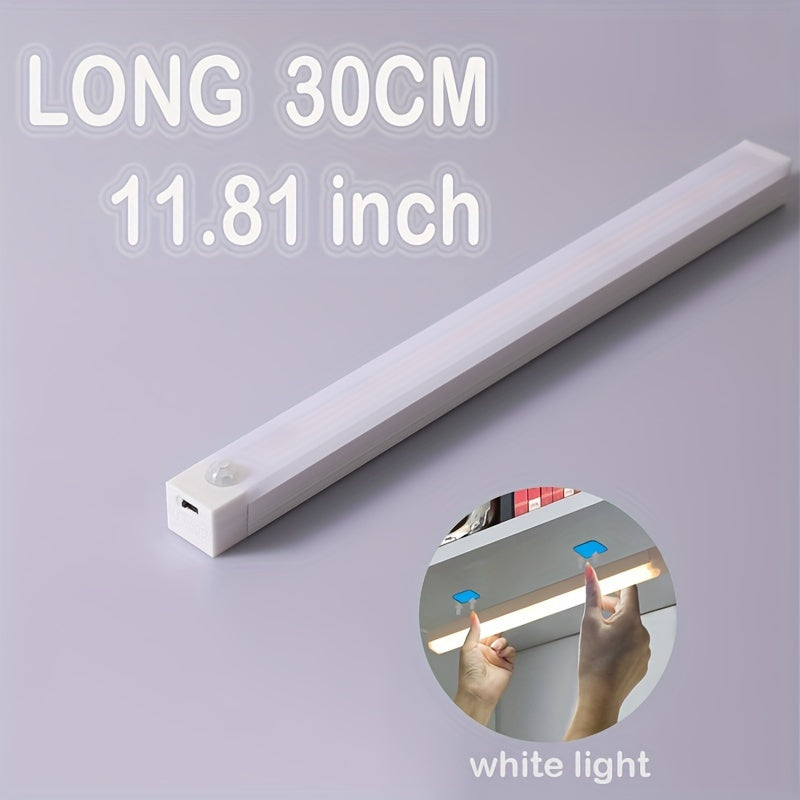 Rechargeable Motion Sensor LED Light Strip with Human Body Detection, Magnetic Adhesive & USB-Powered Smart Lighting - Cordless Floor/ Ceiling/ Wall Light for Kitchen, Wardrobe, Stairs, Hallway - Energy-Efficient LED Tube Lig