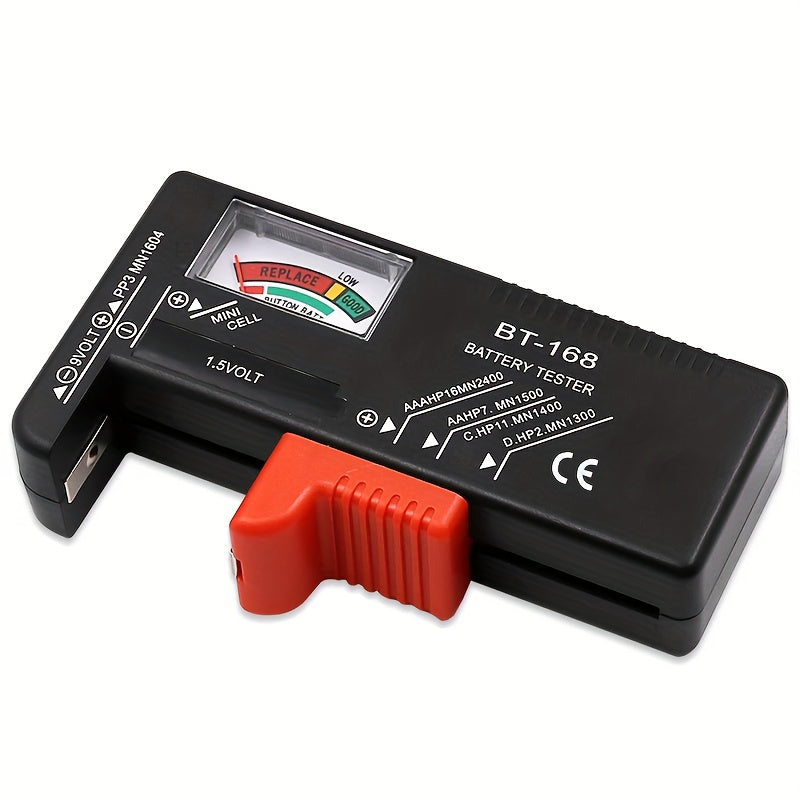BT-168 Universal Battery Tester - Quickly Check AA/AAA/C/D/9V/1.5V Batteries with Colour-Coded Meter Indicators!