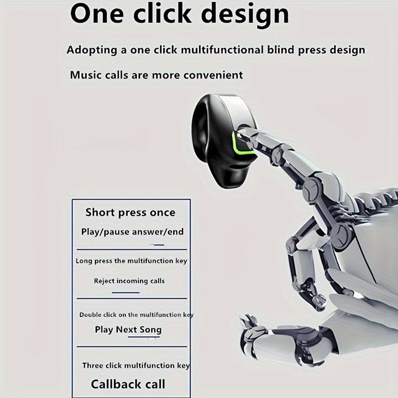 Wireless Earbuds with Long Battery Life, Phone Control & Voice Noise Cancellation - USB-C Charging, 5Th Gen 360° Open Clip Design for Sports & Work, Compatible with All Smartphones