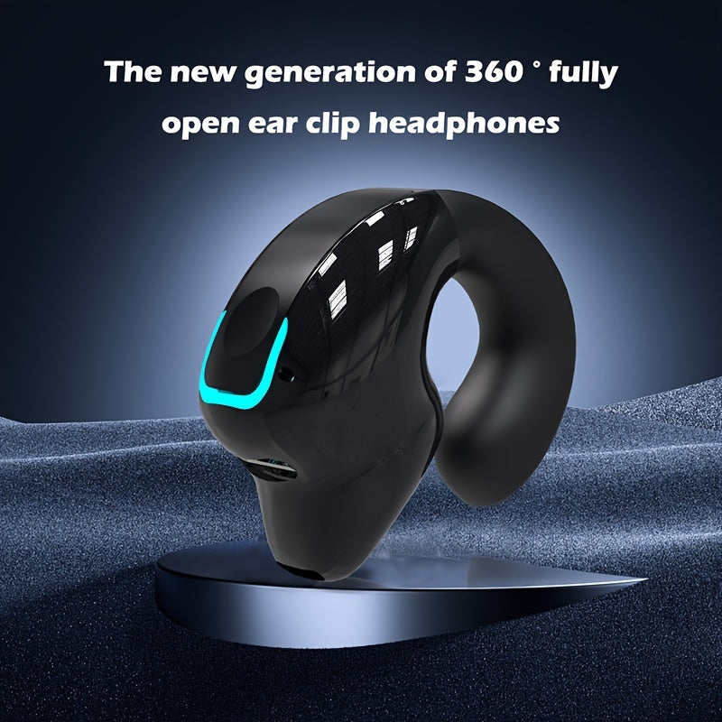 Wireless Earbuds with Long Battery Life, Phone Control & Voice Noise Cancellation - USB-C Charging, 5Th Gen 360° Open Clip Design for Sports & Work, Compatible with All Smartphones