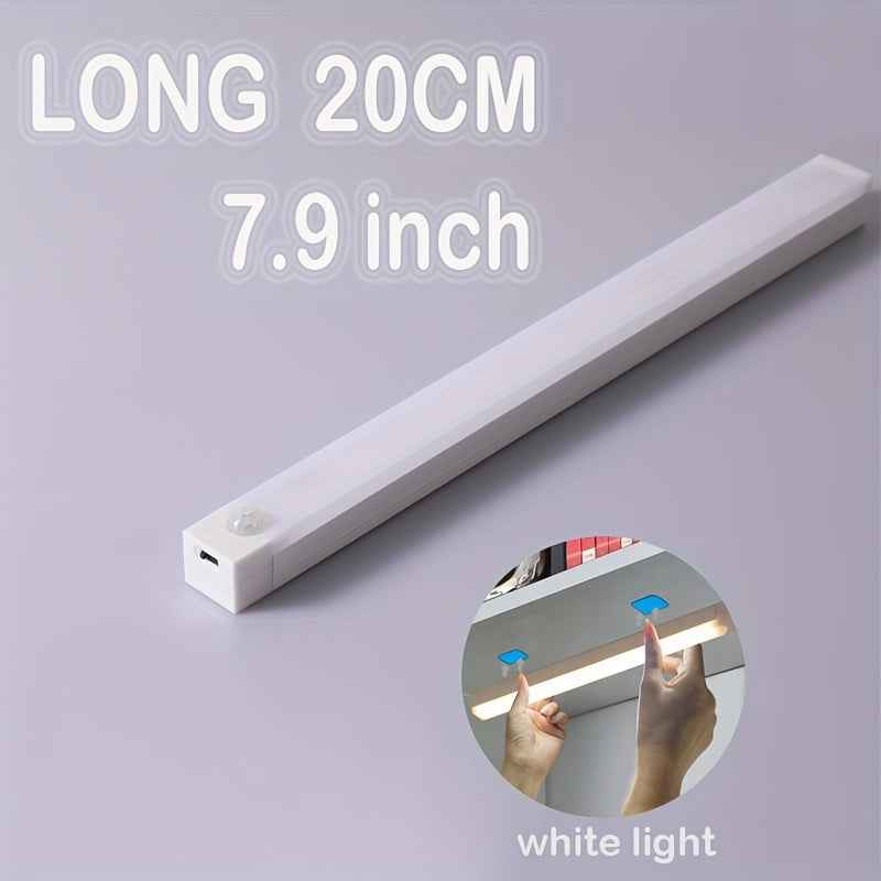 Rechargeable Motion Sensor LED Light Strip with Human Body Detection, Magnetic Adhesive & USB-Powered Smart Lighting - Cordless Floor/ Ceiling/ Wall Light for Kitchen, Wardrobe, Stairs, Hallway - Energy-Efficient LED Tube Lig