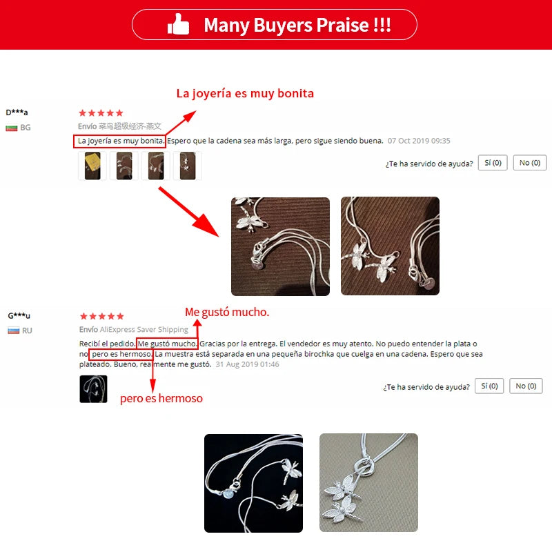 DOTEFFIL 925 Sterling Silver Two Dragonfly Pendant Necklace For Women Snake Chain Necklace Wedding Engagement Jewelry