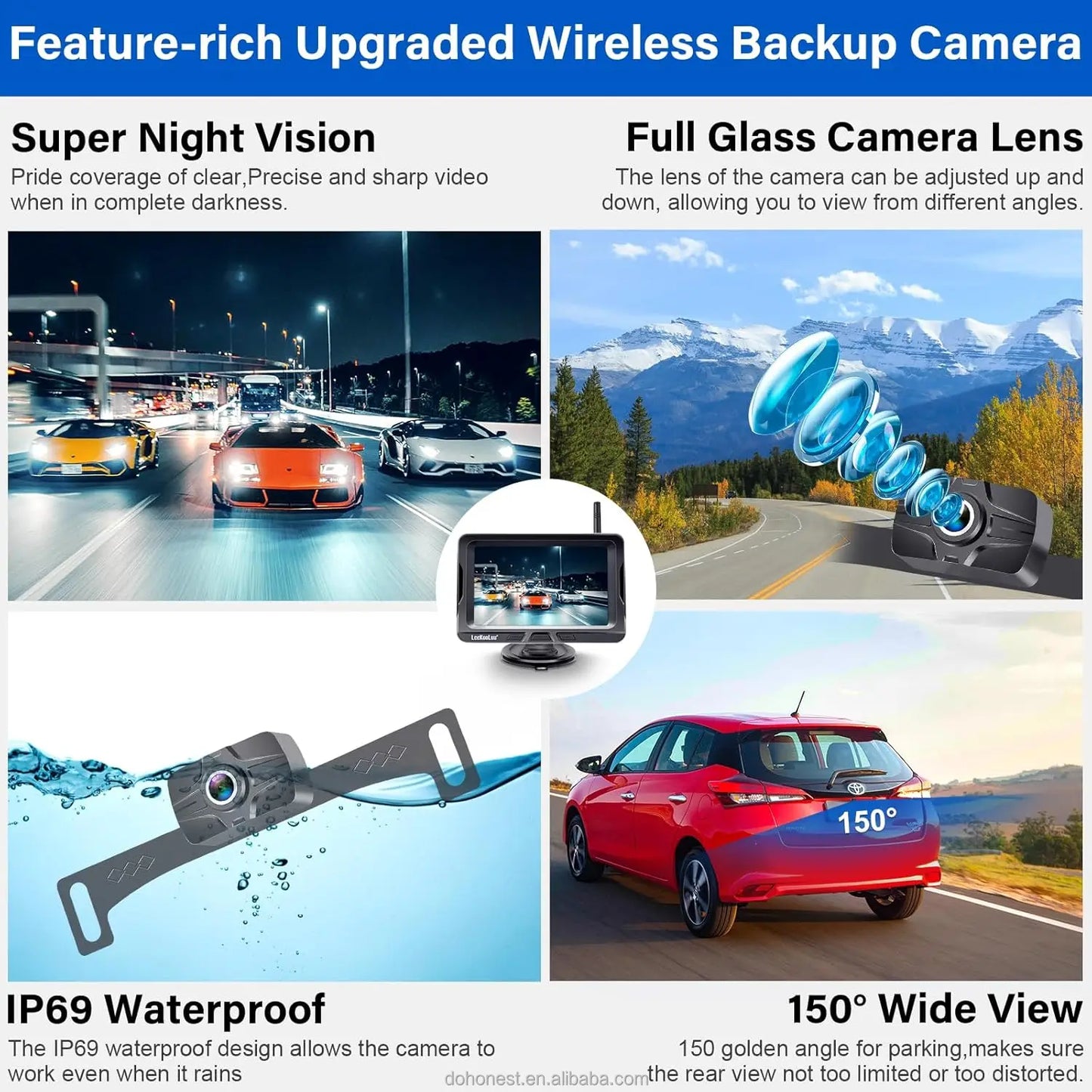5-Inch Display Rearview Camera with Night Vision Function and Stable Digital Signal | Wireless Standby Camera