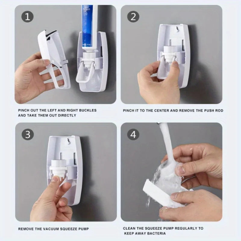 Wall-Mounted Toothbrush Holder with Auto Dispenser