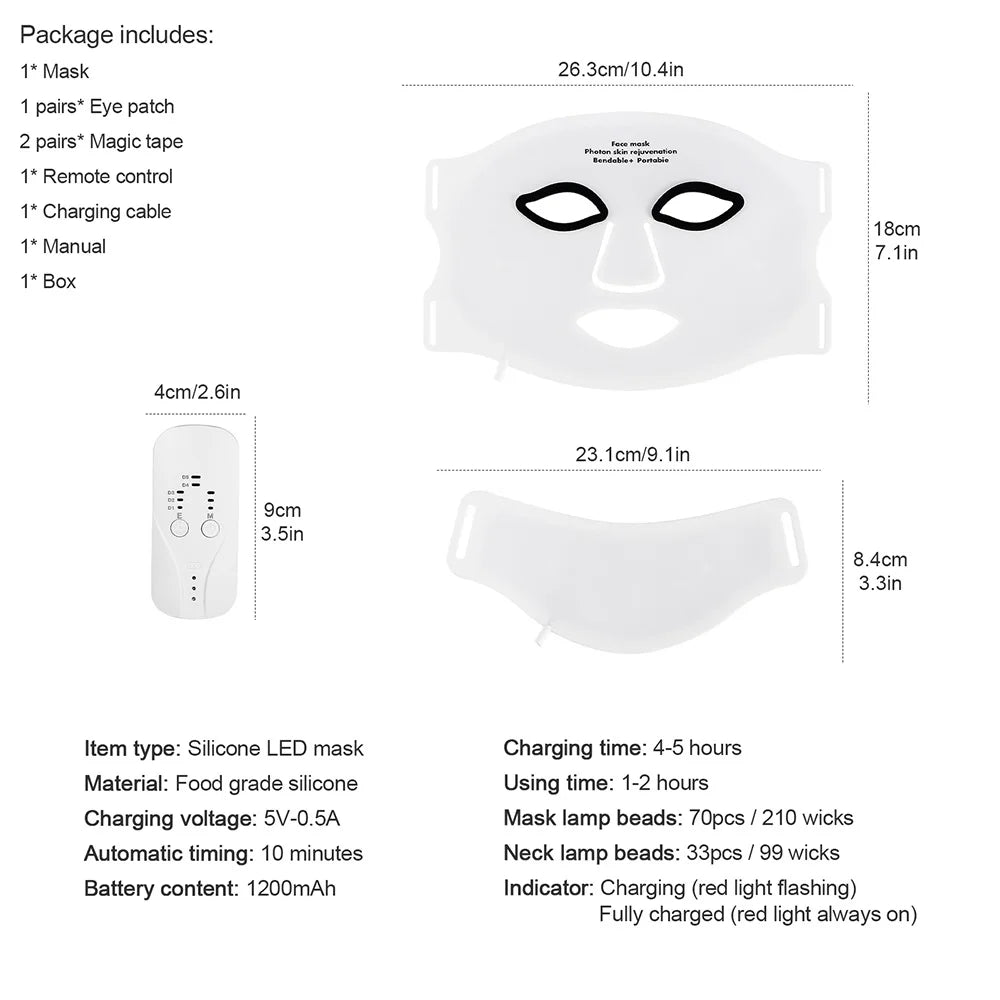 7-Color LED Red Light Therapy Face Mask