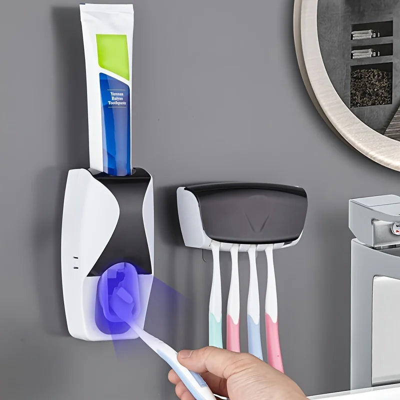 Wall-Mounted Toothbrush Holder with Auto Dispenser