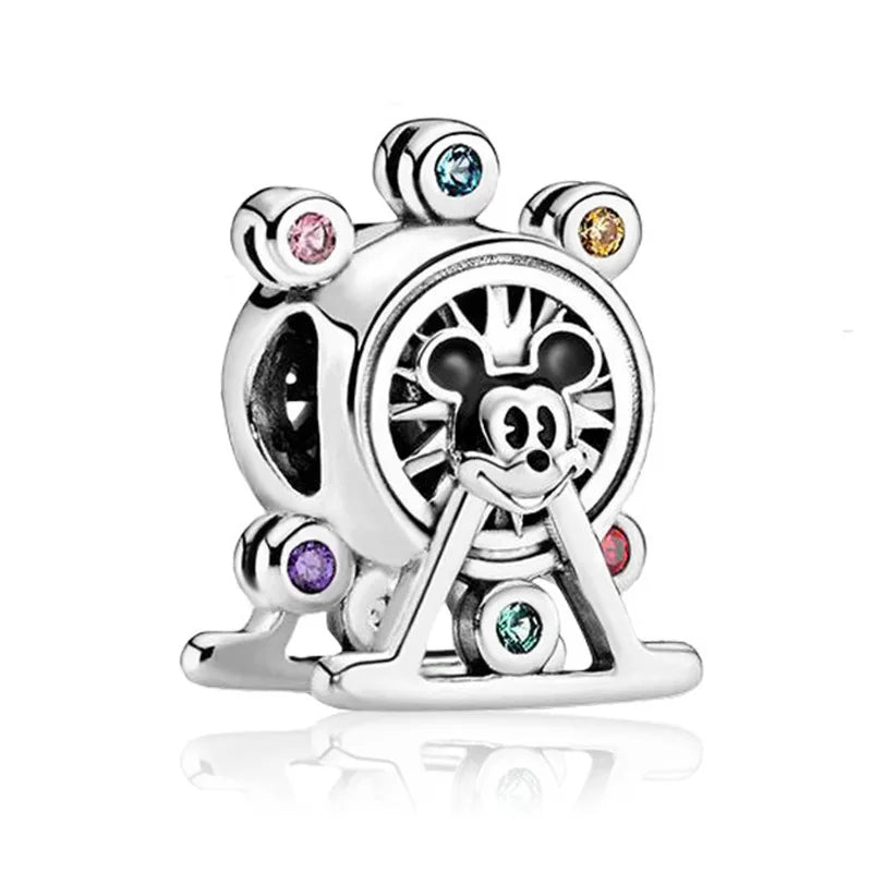 Disney Mickey Minnie Ice and Snow Princess Cartoon Series Pendant DIY Large Hole Zinc Charm Jewelry