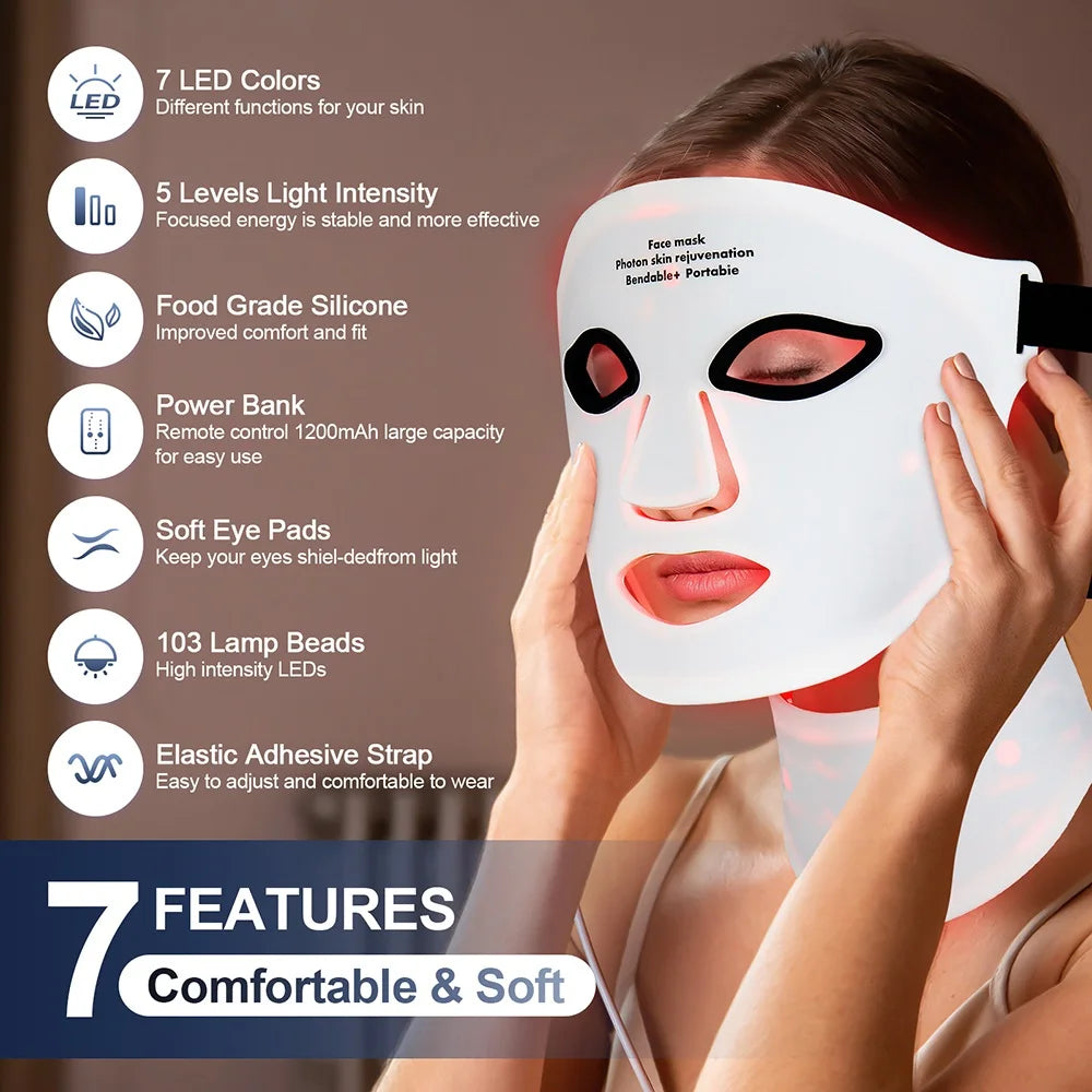 7-Color LED Red Light Therapy Face Mask