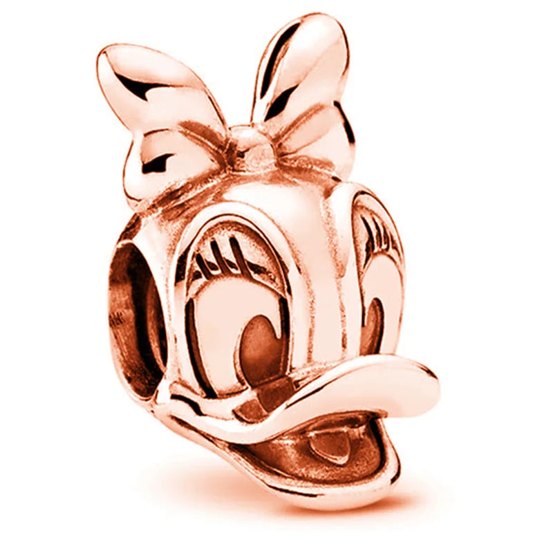 Disney Mickey Minnie Ice and Snow Princess Cartoon Series Pendant DIY Large Hole Zinc Charm Jewelry