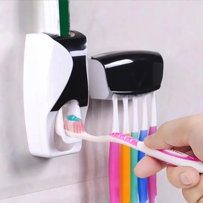 Wall-Mounted Toothbrush Holder with Auto Dispenser