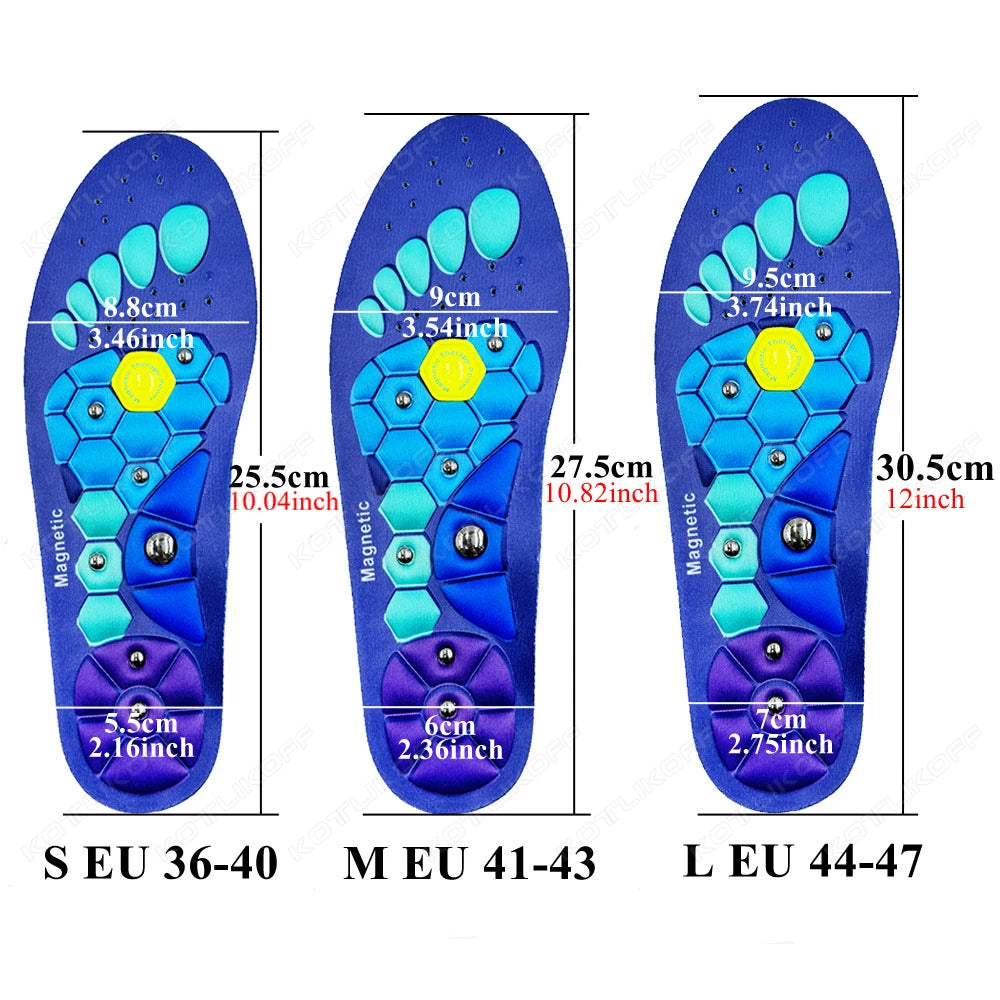 1 Pair Acupressure Foot Insoles for Men Women Orthopedic Gel Magnetic Shoe Inserts Magnet Technology Support Insole