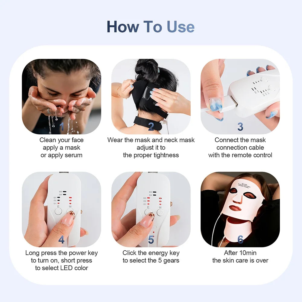 7-Color LED Red Light Therapy Face Mask