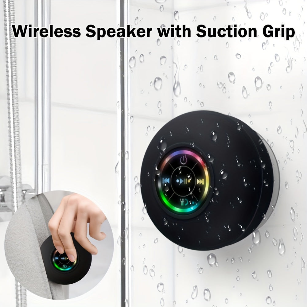 High Quality Speaker, Portable Wireless Speaker with Suction Cup, USB Black Speaker with 2 Hours Play Time 3.7V/400mAh Battery 5.0 Wireless Version Life for Parties, Bathroom, Travel, Home, And Outdoor (Suction Cups Must Be O