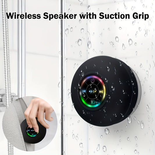 High Quality Speaker, Portable Wireless Speaker with Suction Cup, USB Black Speaker with 2 Hours Play Time 3.7V/400mAh Battery 5.0 Wireless Version Life for Parties, Bathroom, Travel, Home, And Outdoor (Suction Cups Must Be O