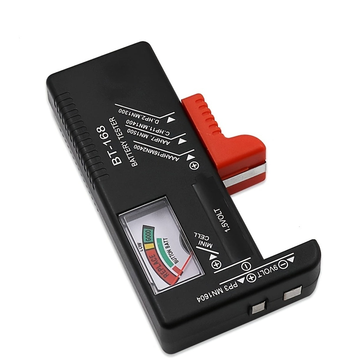BT-168 Universal Battery Tester - Quickly Check AA/AAA/C/D/9V/1.5V Batteries with Colour-Coded Meter Indicators!